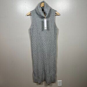 House of Harlow Sweater Dress Size Medium Cable Knit Turtleneck Midi Gray Career